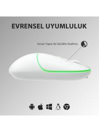 Lenovo Lecoo WS210 Bluetooth & 2.4G WiFi Kablosuz Şarjlı MOUSE BEYAZ